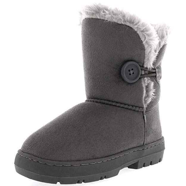 Holly Kids Girls Button Winter Snow Rain Cosy Casual Warm Boots