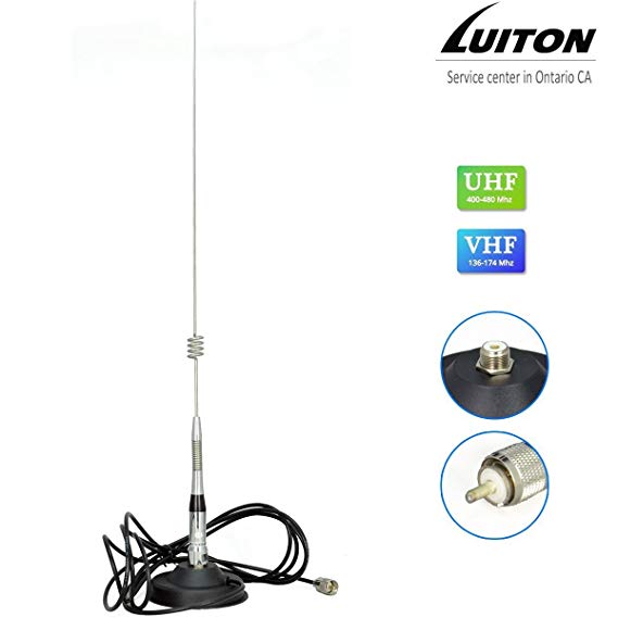 Luiton Mobile Radio Antenna 27 Inch Dual Band Whip Base-Load Magnetic Antenna for Luiton, Baofeng,BTECH Anytone Kenwood TYT Juentai Leixen TALKCOOP Mobile Radios(2 Meter & 70cm)