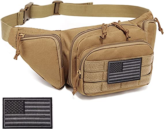 Concealed Carry Pistol Pouch - Tactical Fanny Pack Holster,Waist Gun Bag,Fits Handgun,1911 and More with U.S Patch