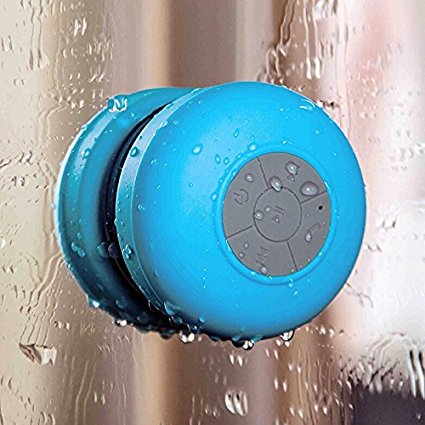 Mini Waterproof Wireless Bluetooth Handsfree HIFI Mic Suction Speaker Car Shower Blue