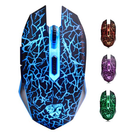 ShiRui L6 Wireless Optical Gaming Mouse Rechargeable Silent Mice with 7 Colors Breathing Lights, 6 Buttons with 2400/1600/800DPI