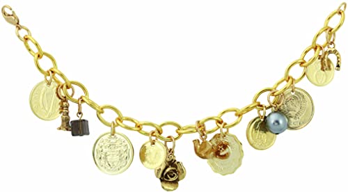 Gold-Layered Foreign Coins Charm Coin Bracelet Coin Jewelry