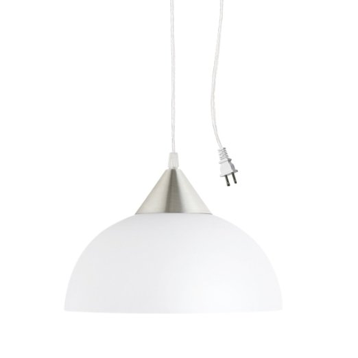 Globe Electric 64413 1 Light 11 Inch Plug-In Hanging Pendant Light Fixture, White Finish