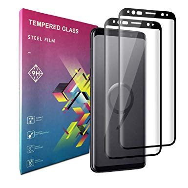 Galaxy S9 Plus Screen Protector,Galaxy S9 Plus Tempered Glass Screen Protector,[2-Pack][Full Coverage] [Easy Bubble-Free Installation][Anti-Scratch] Compatible with Samsung Galaxy S9 Plus[Black]