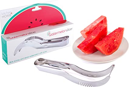 Watermelon Slicer Corer and Server - Highest Quality 18/10 Stainless Steel Melon Slicer by Kitchen Plus Home