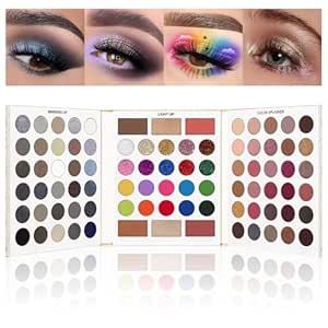 UCANBE Eyeshadow Makeup Palette 86 Colors, Matte Black Grey Silver Smokey Goth Eye Shadows Chunky Pressed Glitters Bright Colorful Neon Shades Rosy Rusty Neutrals for Every Day & Halloween Make Up