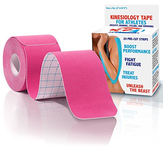 Kinesiology Tape for Athletes, Pre-cut Strips of Blue Therapeutic Sports Tape For Knees, Shoulders, and Elbows with Bonus eBook