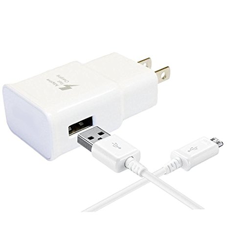 Galaxy S7 S7 Edge S6 S6 Edge LG G2 G3 G4 for Samsung Adaptive Fast Charger Micro USB 2.0 Cable Kit {Wall Charger + 5FT Cable} Fast Charging for up to 50% faster charging (WHITE) faster charging!