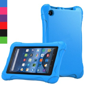 AVAWO Fire 7 Kids Case - Ultra Slim Lightweight Shock Proof Case for Amazon Fire 7 Tablet will only fit Fire 7quot Display 5th Generation - 2015 release Blue