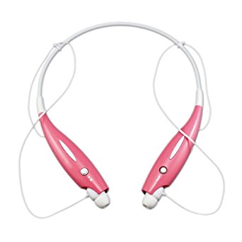 Wireless Bluetooth Sports Music Headset, with Stereo Vibration Neckband Style Earphone Headphone for Cellphones iPhone, Nokia, HTC, Samsung, LG, Moto, PC, iPad, PSP Bluetooth Devices (Pink)