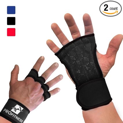 ProFitness Neoprene Workout Gloves with Silicone Non-Slip Grip – CrossFit WODs, Weightlifting, Cross Training – Wrist Strap Support – Unisex for Men and Women