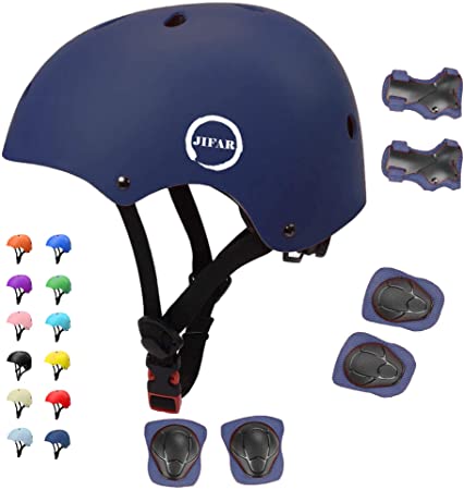 JIFAR Adjustable Helmet CPSC Certified for Youth Kids Toddler Boys Girls,Kid Helmet with Knee Pads and Elbow Pads 6 in 1 Set for Skateboarding Bike Riding Scooter Roller Skates