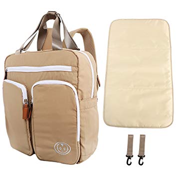 KF Baby MAS Travel Backpack Diaper Bag, Khaki   Changing Pad Value Combo Set