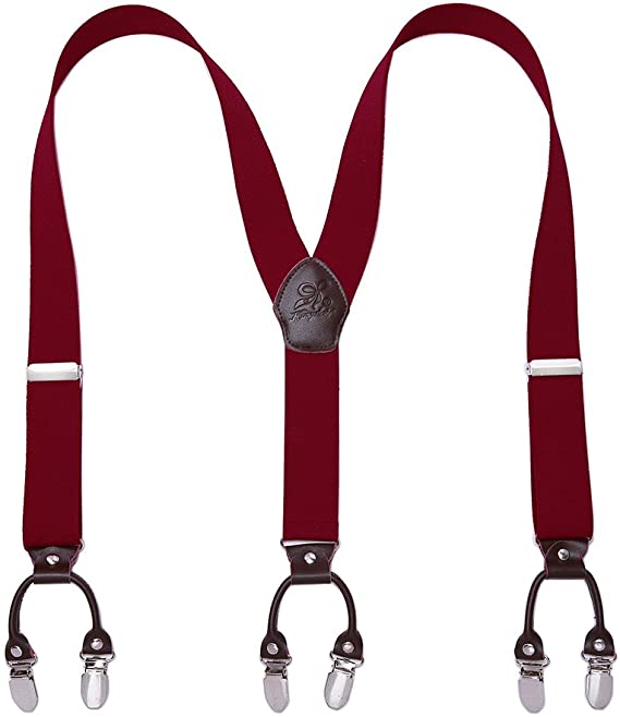 Heavy Duty Men Braces KANGDAI 6 Buckles Y Back 10 Colors Durable Elastic Adjustable Suspenders Strong Metal Clips