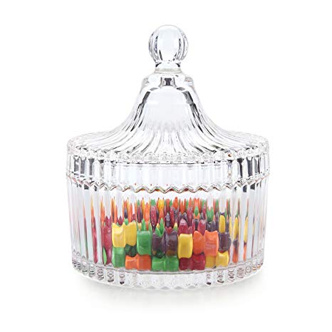 Rachel's Choice Glass Covered Storage Jar Candy Dish Box (Diameter 10 cm)