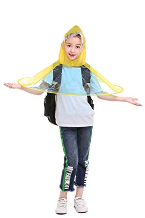 Y-Nut UFO Raincoat, Large for Kids Adults, Saucer Poncho Head Umbrella Novelty Headwear Cap Hat Rainwear for Children