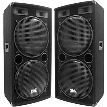 Seismic Audio - Pair of Dual 15" PA DJ SPEAKERS 1000 Watts PRO AUDIO - Band, Bar, Wedding, Church