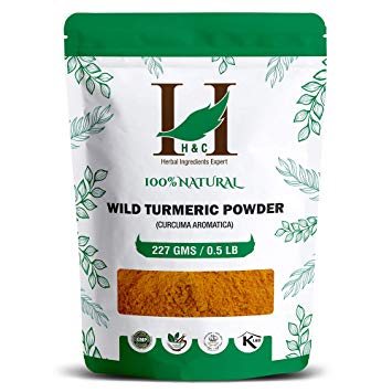 H&C 100% Natural Wild Turmeric (Curcuma Aromatica) Powder - 227g / 0.5 LB / 08 oz | Jangli Haldi | Kasthuri Manjal - For Skin Care | Face Pack