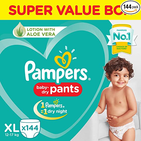 Pampers Diaper Pants Super Value Box, Extra Large, Pack of 144 for Kids