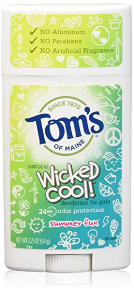 Tom's of Maine Wicked Cool Teen Girls Natural Summer Fun Deodorant, 2.25 Ounce (Pack of 6)