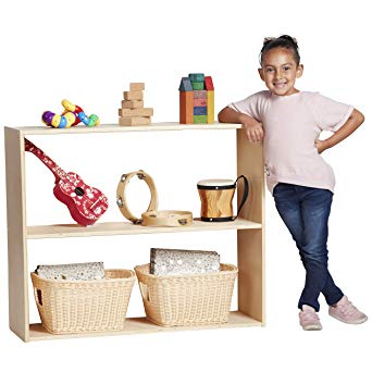 ECR4Kids Birch Streamline 2-Shelf Storage Cabinet Without Back, Wood Book Shelf Organizer/Toy Storage for Kids, 30” Tall – Natural