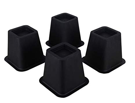 Eco-best 5-6 Inch Super Strong Bed Riser Furniture Riser and Bed Lifts Great for Under Bed Storage 5.25inch Black-Pack of 4