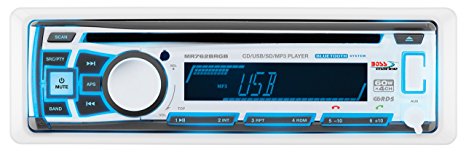 BOSS AUDIO MR762BRGB Marine Single-DIN CD/MP3 Player Receiver, Bluetooth, Detachable Front Panel, Wireless Remote