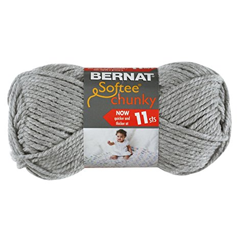 Bernat Softee Chunky Yarn, Grey Heather