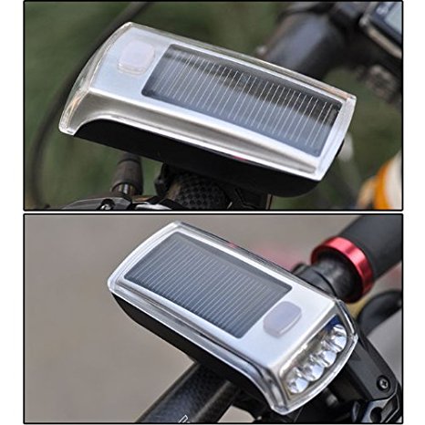 Pixnor@4 LED Solar Bike Bicycle Headlight and USB 2.0 Rechargeable Front Head Light