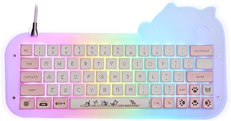 EPOMAKER Kitty 138 Keys XDA Profile PBT Dye Sublimation Keycaps Set for Mechanical Gaming Keyboard, Compatible with Cherry Gateron Kailh Otemu MX Structure