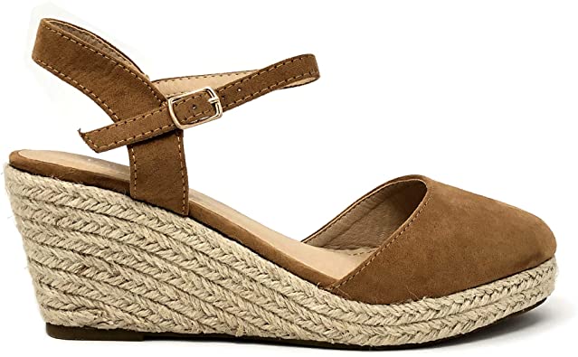 TOP Moda Wishing-5 Women's Closed Toe Buckle Strap Espadrille Sandals