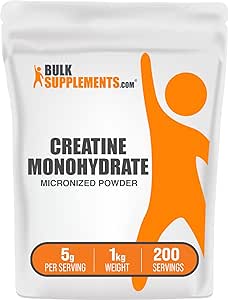 BulkSupplements.com Creatine Monohydrate Powder - Creatine Powder, Vegan Creatine, Creatine Supplements - 5g of Micronized Creatine Monohydrate Powder per Serving, Creatine 1kg (2.2 lbs)