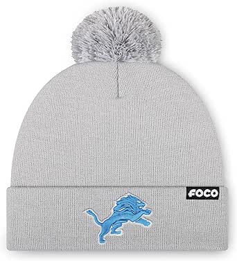 FOCO NFL Team Logo Basic Pom Beanie Hat