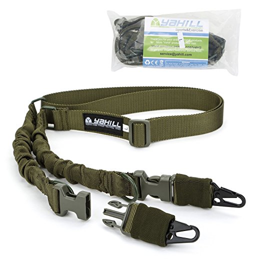 Yahill(TM) 2 Point Rifle Gun Sling Adjustable Strap Cord for Outdoor Sports, Hunting (Olive)