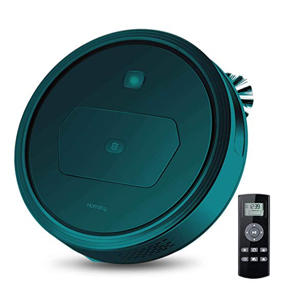 Homasy Robot Vacuum Cleaner with 1300PA Powerful Suction, Super Quiet & Self-Charging Robotic Vacuum Cleaner with HEPA Filter, 3 Modes Cleaning for Pet Hair, Carpets, Hard Floors(Green)