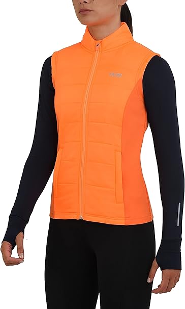 TCA Women's Excel Runner Walking Hiking Lightweight Thermal Padded Vest with Zipper Pockets, Winter Puffer Vest for Women