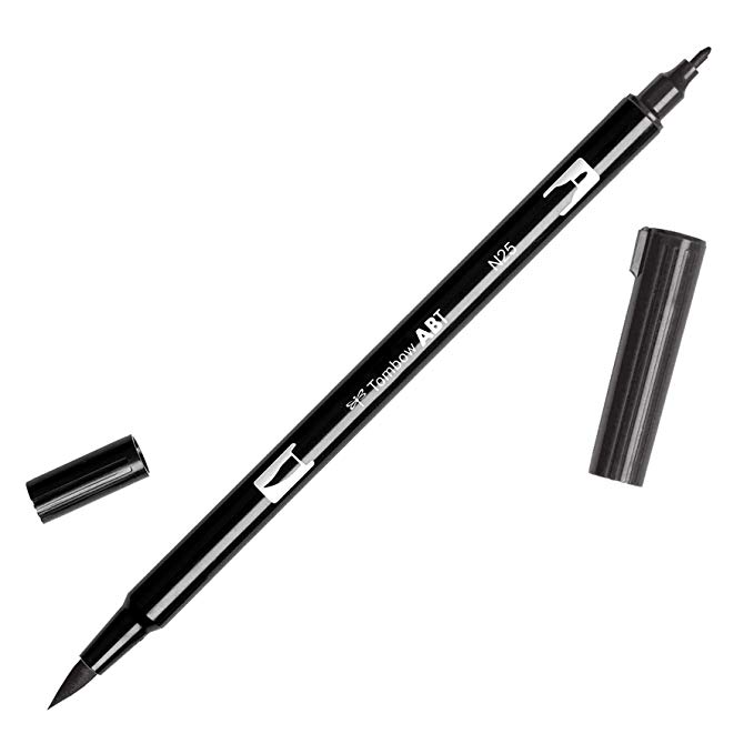 Tombow Dual Brush Pen Art Marker, N25-Lamp Black, 1-Pack