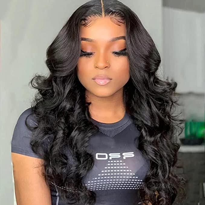 ISEE Hair Body Wave Human Hair Wigs for Black Women 250% Density Grade 9A Brazilian Virgin Hair Body Wave 4x4 Lace Closure Wigs Pre Plucked with Baby Hair Natural Color (22Inch)