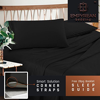 Premium Queen Size Bedding Sheets Set - Black Hotel Luxury 4-Piece Bed Set, Extra Deep Pocket Special Super Fit Fitted Sheet, Best Quality Microfiber Linen Soft & Durable Design   Better Sleep Guide
