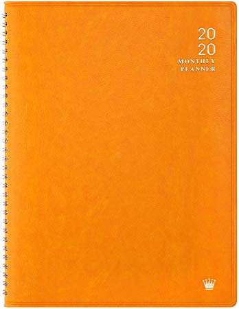 2020 Monthly Planner - Monthly Calendar Planner 2020 with Flexible Faux Leather Soft Cover, 8.86" x 11.4", Jan - Dec Strong Twin - Wire Binding, 12 Monthly Tabs, Inner Pocket, Perfect Organizer