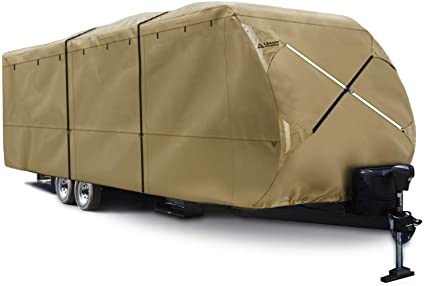 Leader Accessories Travel Trailer RV Cover Fits Camper 3 Layer Polypropylene Outdoor Protect (Fits 20'-22', Beige)