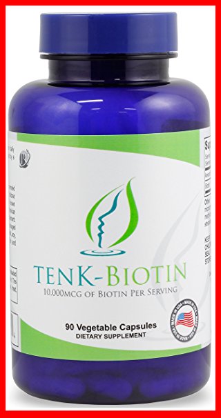 TenK Biotin | Maximum Strength Biotin For Men And Women | 10000 mcg, Vegetable Capsules | For Hair Growth, Healthy Skin And Nails | 3 Month Supply