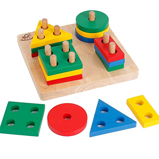 Wooden Preschool Geometric Shapes Sorting Board Educational Blocks Puzzle Toys for Kids