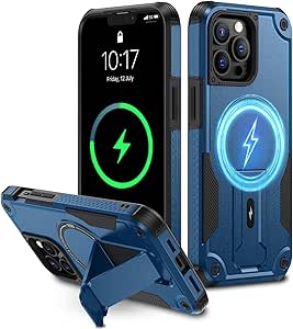 Caka for iPhone 13 Pro Max Case with Invisible Stand, iPhone 12 Pro Max Case [Compatible with MagSafe] [Military Drop Protection] Shockproof Protective Case for iPhone 12/13 Pro Max 6.7 inch Blue