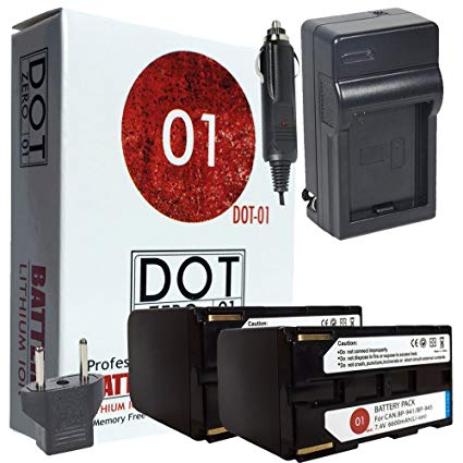 DOT-01 2X Brand Canon BP-945 Batteries and Charger for Canon GL2, XL2, XH-A1, GL1, XL1, XL1S, XH A1S, XH G1, XH H1, XF200, XF20S, XF100, XF300 Canon BP945