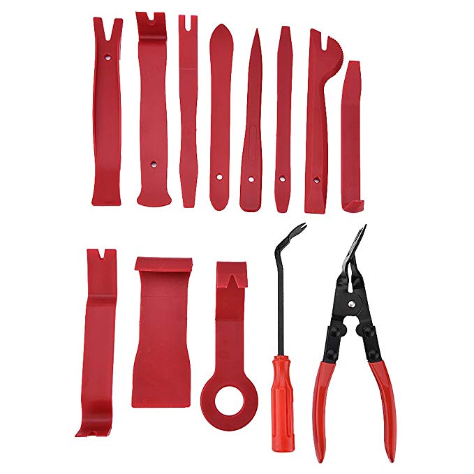 13 pcs Trim Removal Tool Set, Auto Trim Removal Tool Kit with Clips Fasteners Remover Pliers for Automotive Car Door Panel BodyTrim Removal
