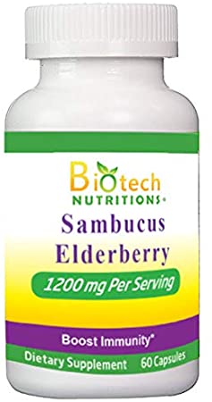 Biotech Nutritions Sambucus Elderberry 10:1 Extract 1200 mg Serving 60 Vegetable Capsules