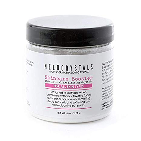 NeedCrystals Microdermabrasion Crystals, DIY Face Scrub. Natural Facial Exfoliator for Dull or Dry Skin Improves Acne Scars, Blackheads, Pore Size, Wrinkles, Blemishes & Skin Texture. 227 Grams