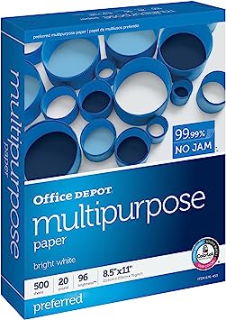 OfficeMax Multipurpose Paper, 96 Bright, 500 Sheets/Ream, 8 1/2" x 11", 20 lb.
