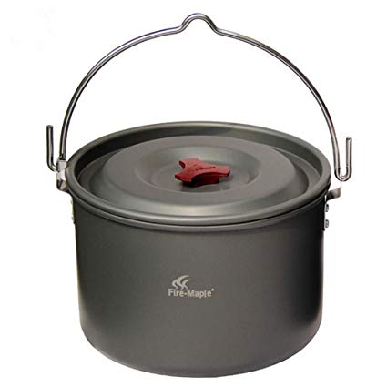 Docooler 5L Outdoor Hanging Pot Cooking Aluminum for 4-5 People Camping Bonfire Party with Mesh Bag